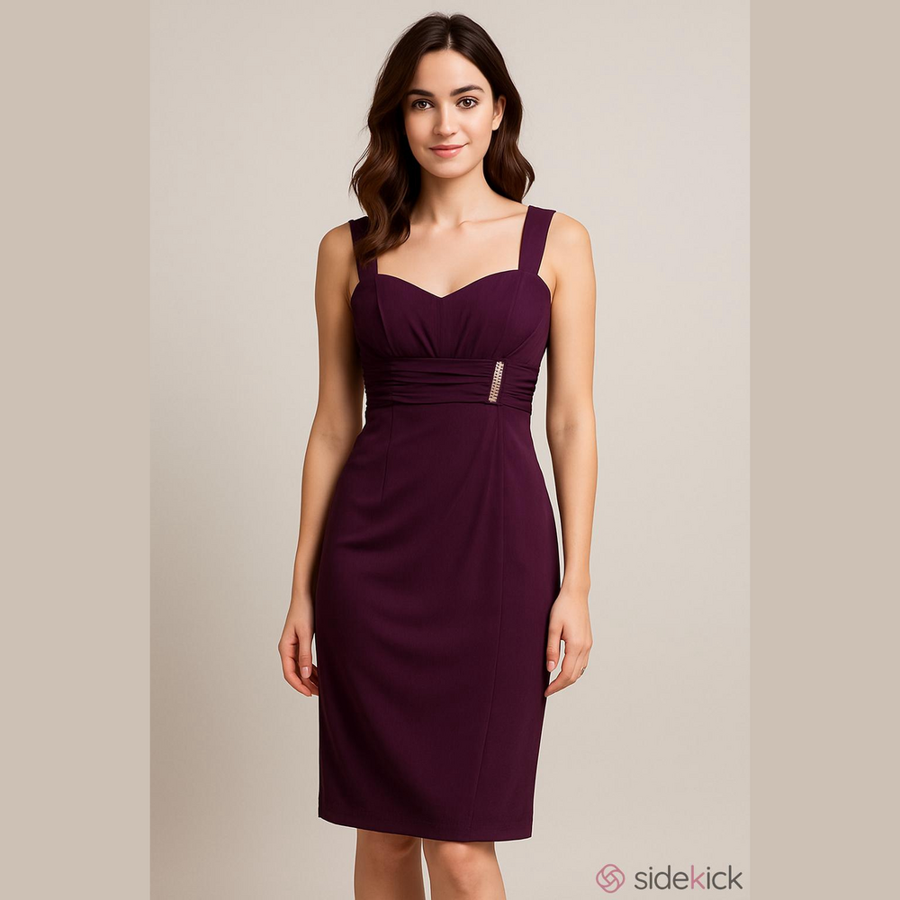 R&M Richards Plum Purple Chiffon Rhinestone Accent Formal Long Dress - Size 16